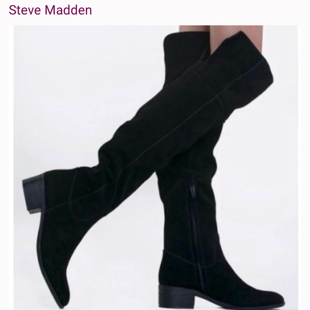 Steve Madden Black Tyga Sued boots Size 8